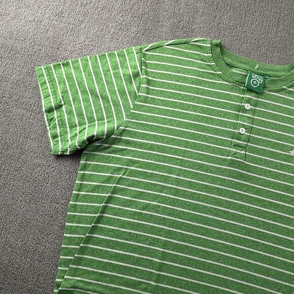 LRG Shirt Adult 2XL XXL Green Striped Henley Short Sleeve Casual Men's - Picture 2 of 14